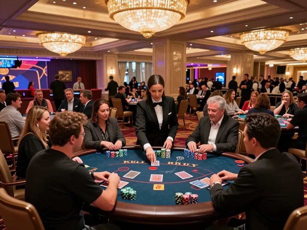 Experience exciting blackjack action at MB66-t with a vibrant casino atmosphere.