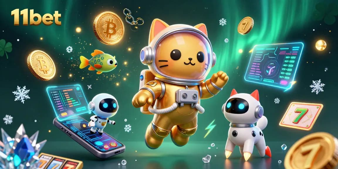 Experience thrill and excitement at 11bet with immersive gaming adventures in a dynamic illustration.