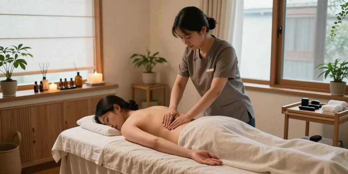 Experience a calming 부평출장마사지 session in a serene therapy room.