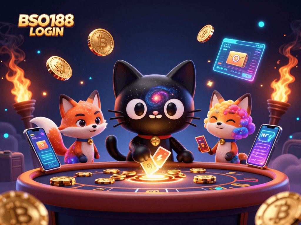 Engage in thrilling gameplay with BSO188 LOGIN amidst cosmic elements and vibrant casino action.