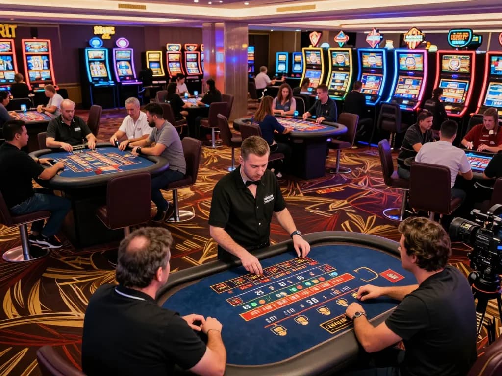 Engaged players at LOTO188 SO gaming tables showcase vibrant casino atmosphere and strategic gameplay.