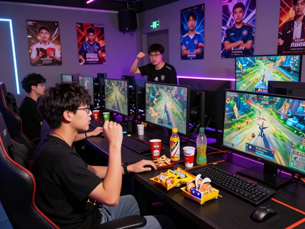Gamers enjoying competitive Bắn cá hubet88 in a vibrant esports lounge environment.