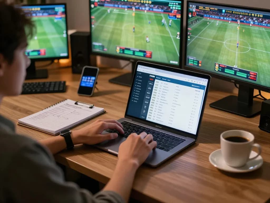 fun88 sports betting app being used on a stylish desk with live event screens displayed.