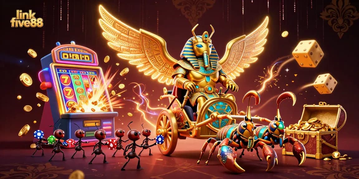 Experience the excitement of link five88 with a vibrant casino scene featuring classic games and dynamic visuals.