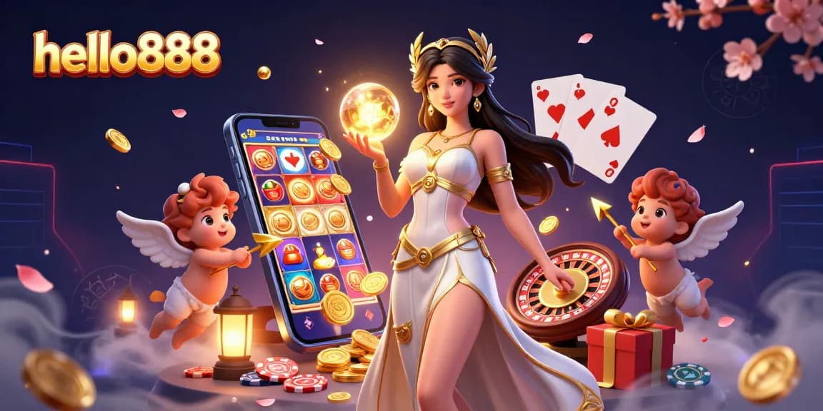 Engage in thrilling gameplay with hello888 through a dazzling 3D casino scene featuring captivating characters and vibrant gaming elements.