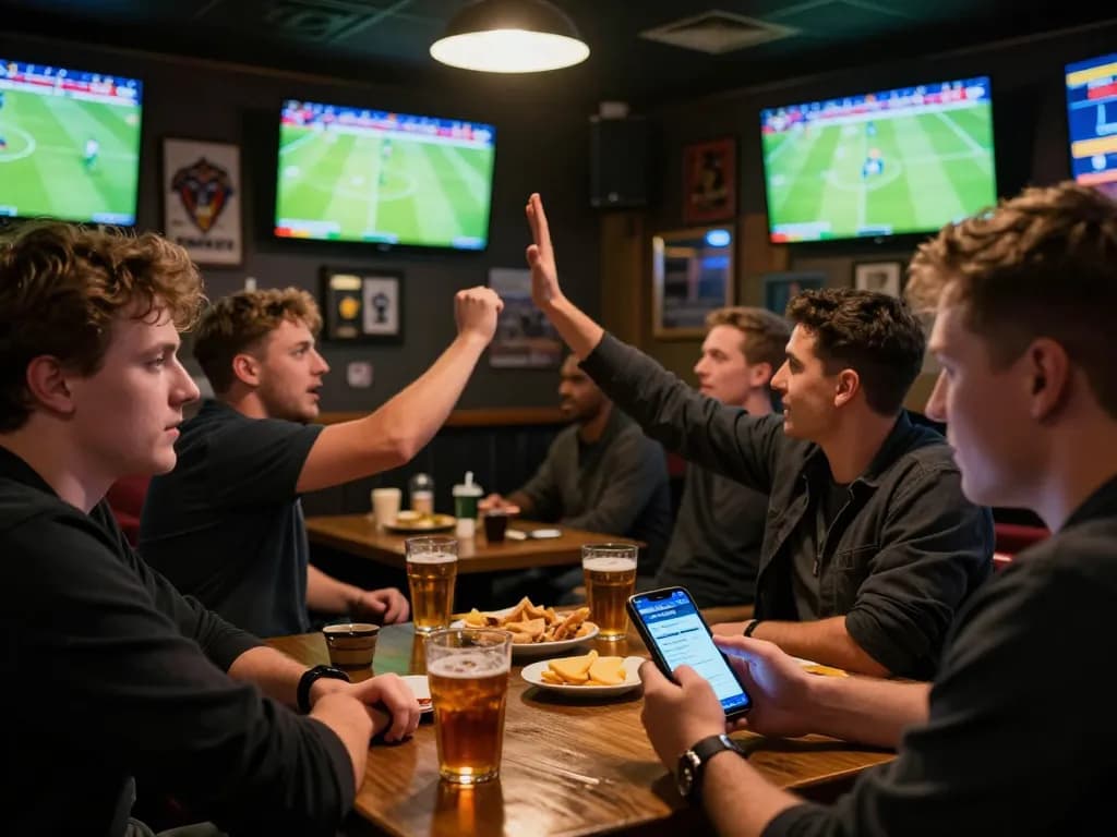 Engaged sports bettor checking odds on bongdalu ngoại hạng anh during thrilling match