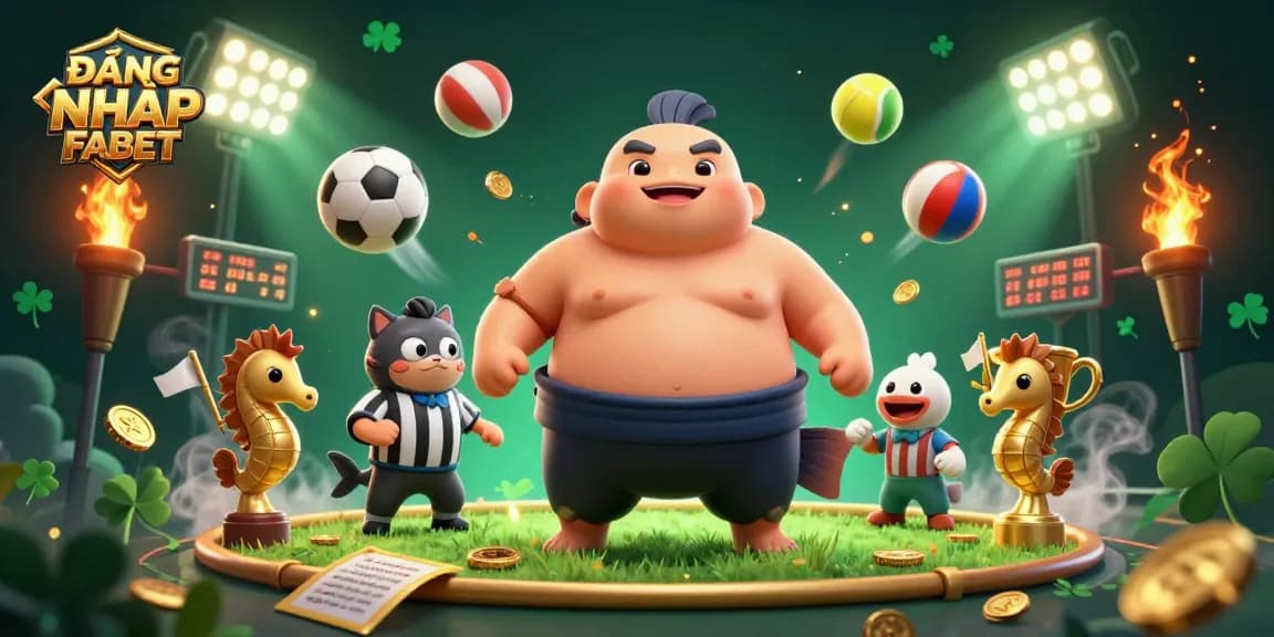 Engage with the exciting undersea world of ĐĂNG NHẬP FABET featuring a fugu in a sumo ring with vibrant betting elements.