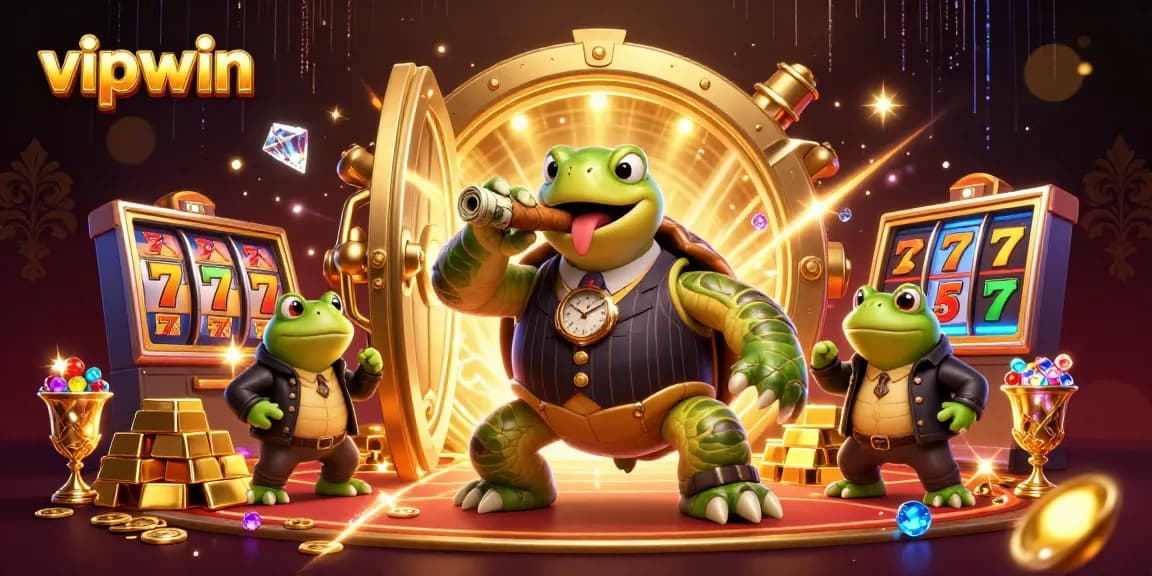 Engage in thrilling gameplay at vipwin with a vibrant 3D casino scene featuring unique characters and elements.
