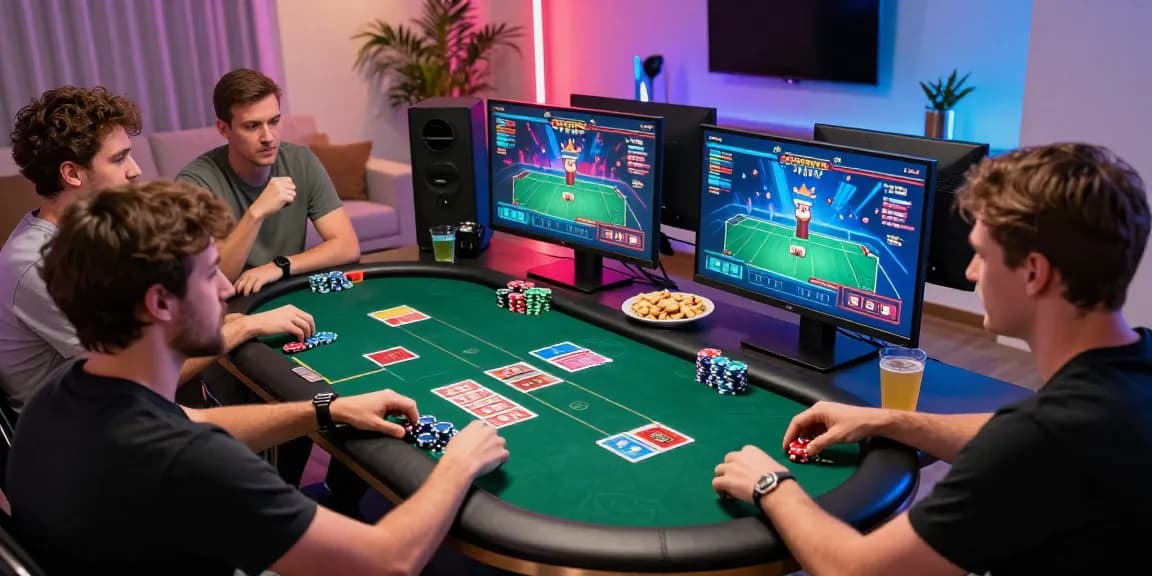 Friends enjoying an exciting online poker game at HAYWIN, showcasing an engaging gaming atmosphere.