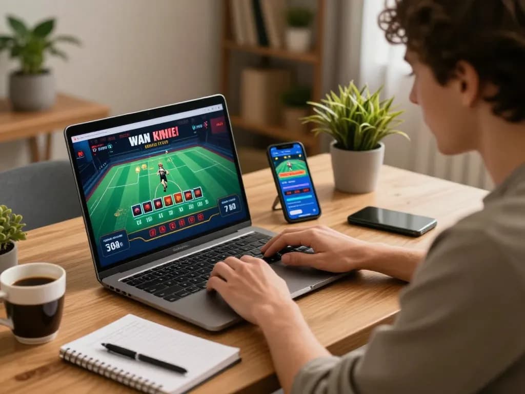 torxentertainment player enjoying live dealer blackjack on laptop, strategic betting in cozy home setup