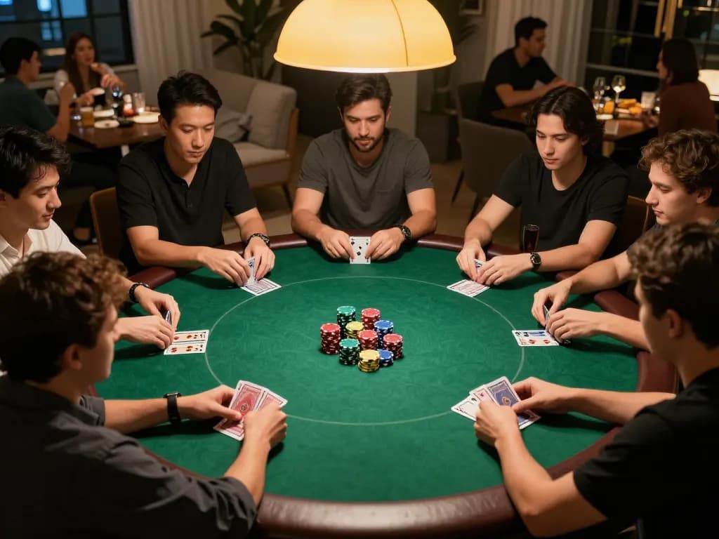fun88 poker game in vibrant home setting with friends enjoying competitive ambience