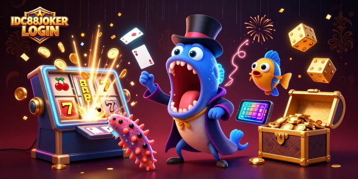 IDC88JOKER LOGIN with animated sea creatures showcasing casino excitement in a vibrant underwater scene.