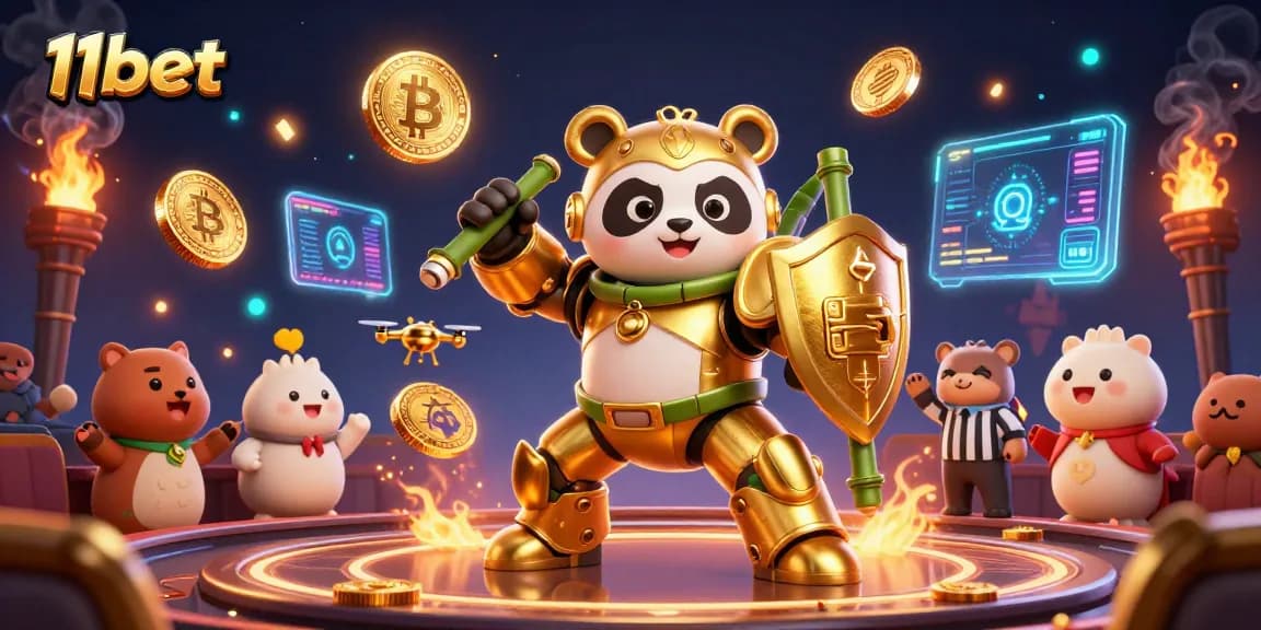 Experience exciting wins at 11bet with vibrant casino-themed digital illustration showcasing action and technology.