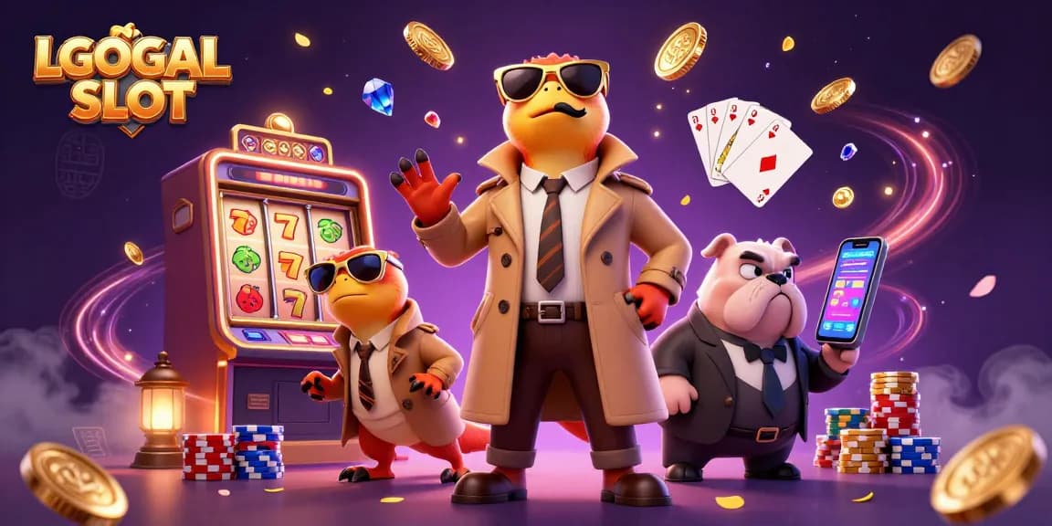 Three raptors in a trench coat attempting to sneak into a casino lounge, represented in a playful LGOGOAL SLOT scene.