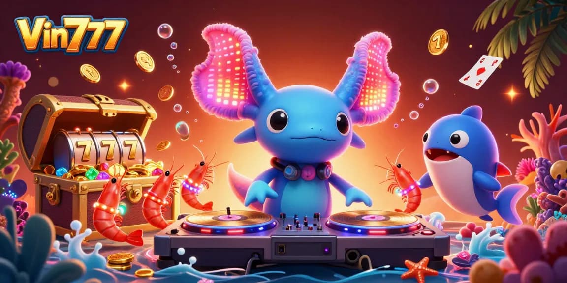Experience thrilling wins at Vin777 with our vibrant casino-themed underwater scene.