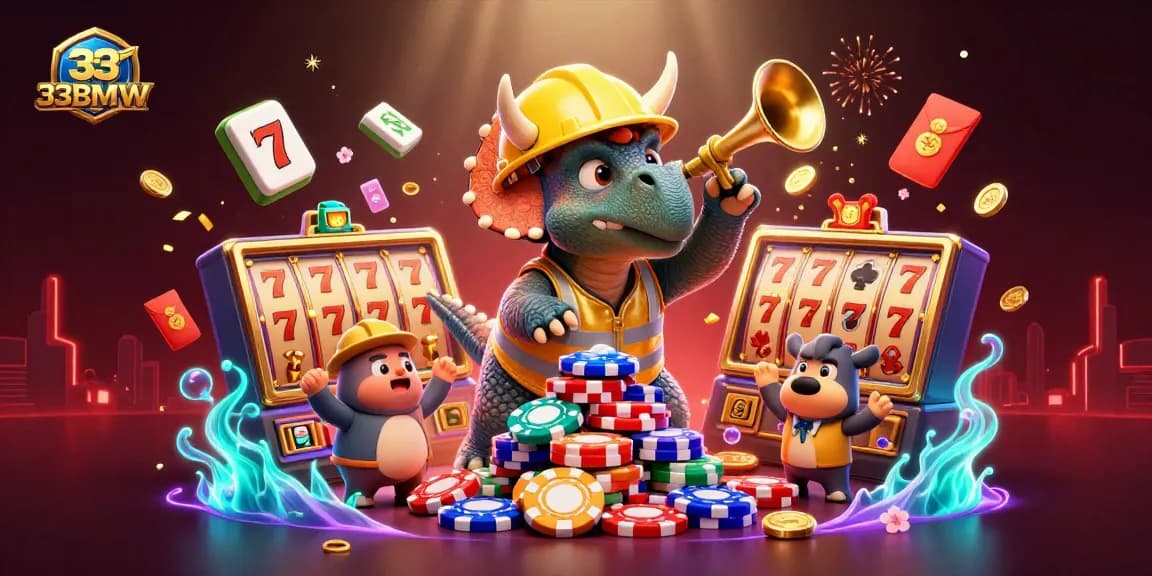 Engage with the thrilling gaming experience at 33BMW featuring vibrant characters and casino action.