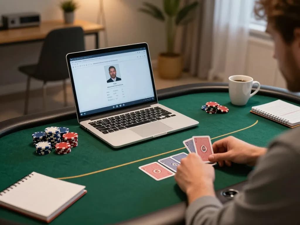 Engaged player on LC88 strategizing in an online poker game with visible chips and cards.