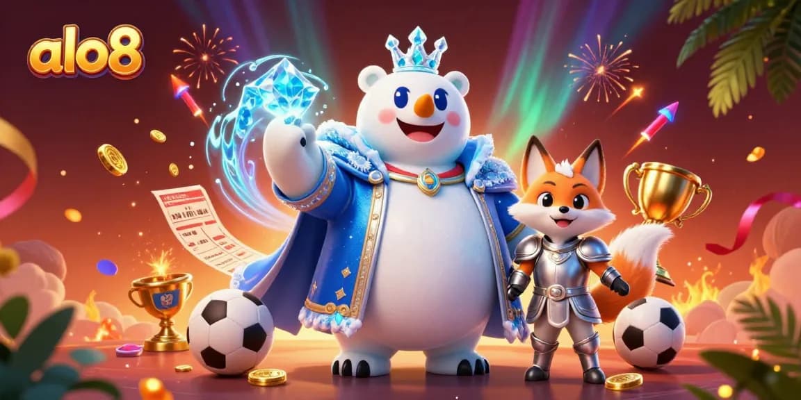 Experience thrills with the alo8 casino as the ice king polar bear and silver-armored fox ignite excitement in a betting scene.