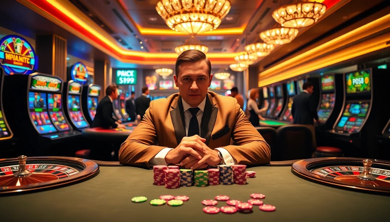 Experience thrilling gameplay at PS99's casino with vibrant poker tables and slot machines.