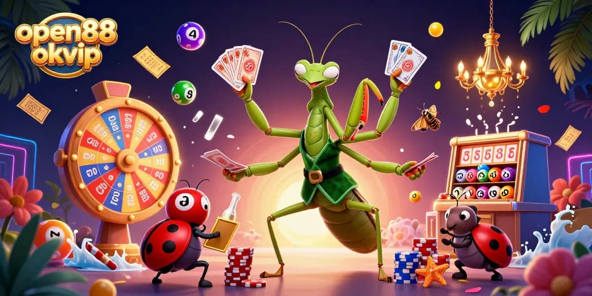 Experience open88 okvip with a vibrant casino scene showcasing dynamic characters and game elements.