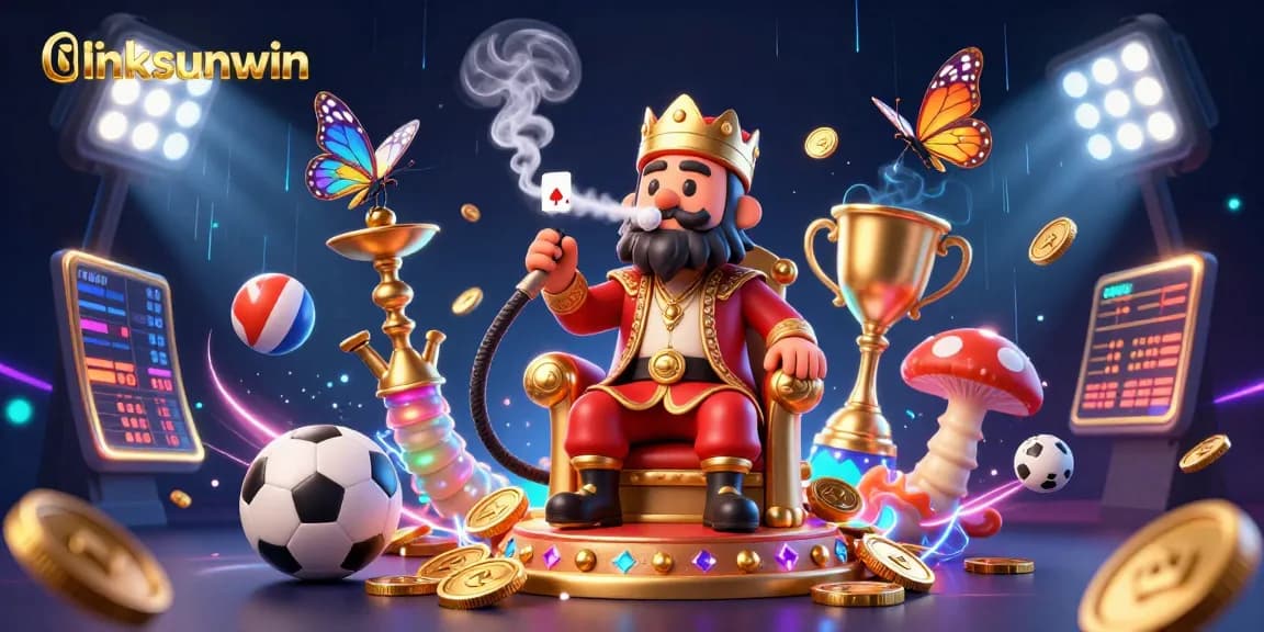 Join the fun at linksunwin with thrilling sports betting and colorful gaming elements in this dynamic scene.