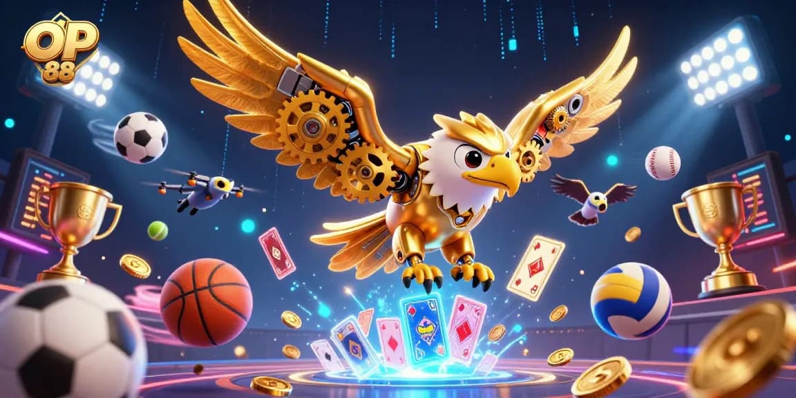 Witness the excitement of OP 88 with dynamic betting elements and energetic characters in a vibrant casino scene.