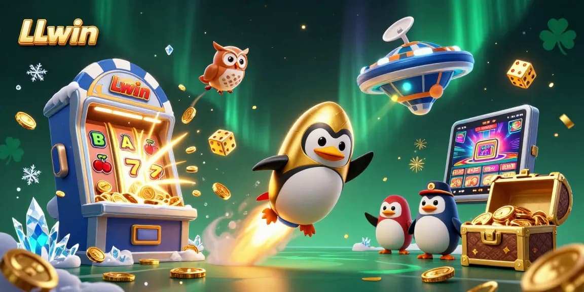 Experience the thrill of winning at LLwin with vibrant casino elements and fun characters.