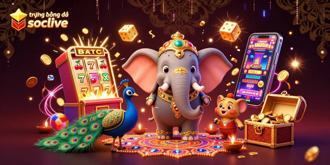 Engage with trực tiếp bóng đá socolive in this vibrant casino-themed scene featuring dynamic gaming elements and cultural characters.