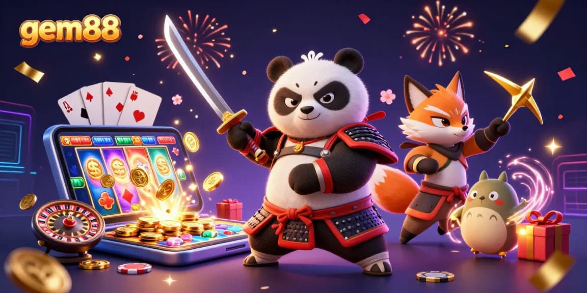 Engage in thrilling gameplay at gem88 with dynamic 3D characters and vibrant casino elements.