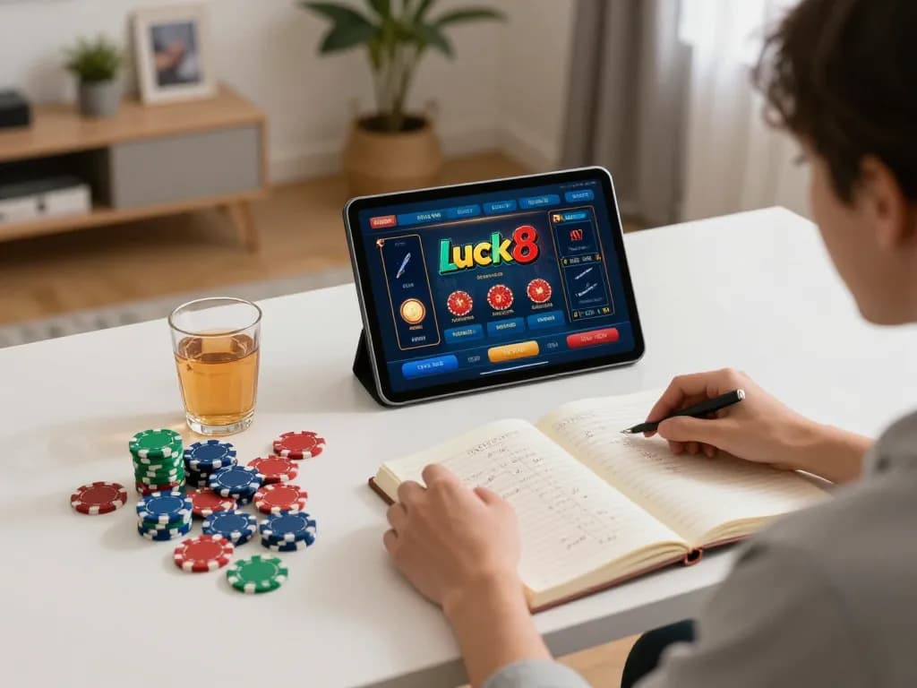 Engaging in online betting at luck8 casino, with dynamic gameplay and strategy notes at hand