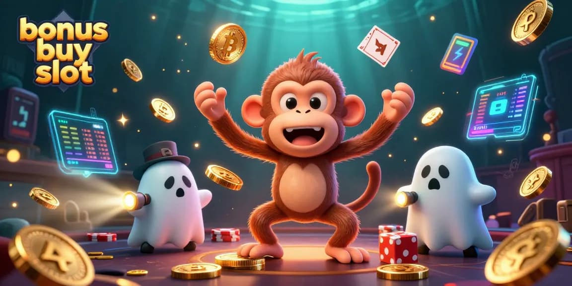 Experience the thrill of bonus buy slot gameplay with a ghost-hunter puppy tracking a mischievous poltergeist monkey.
