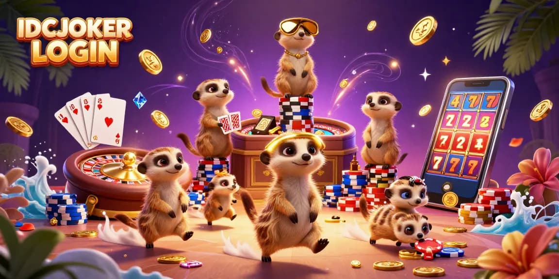 Experience thrilling gameplay with IDCJOKER LOGIN as meerkats manage a vibrant casino scene.