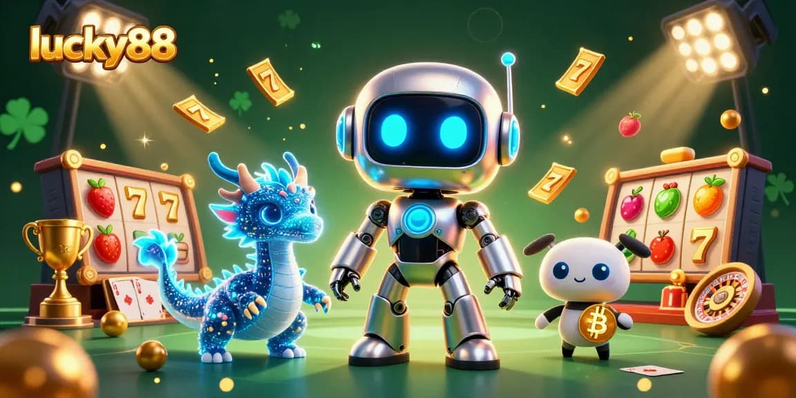 Experience thrilling crypto gaming at lucky88 with engaging slot reels and vibrant characters.
