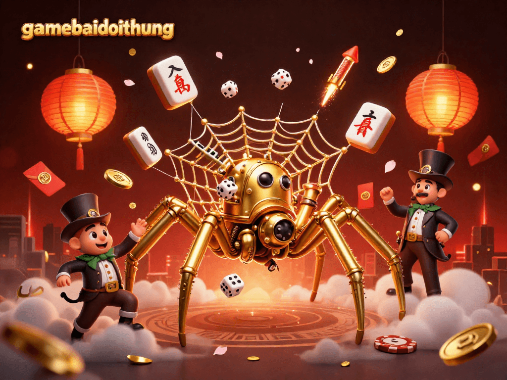 Experience the excitement of gamebaidoithuong with a dynamic steampunk casino scene featuring vibrant elements.