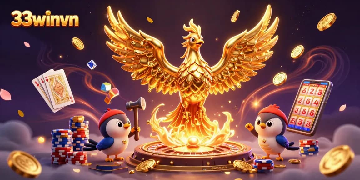 Experience the thrill of 33winvn with golden phoenix and dynamic casino elements.