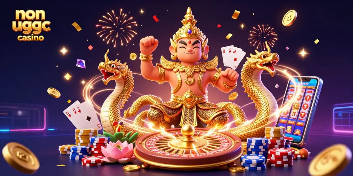 Experience thrills at a non ukgc casino with vibrant games and endless bonuses in this 3D scene.