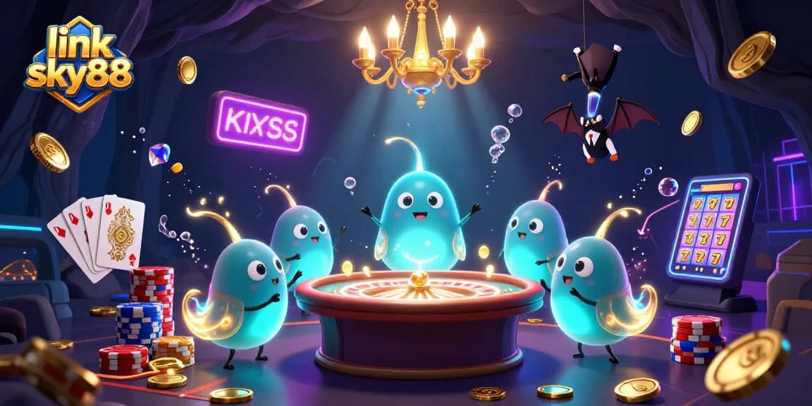 Engage with exciting gameplay at link sky88, showcasing glowing characters and vibrant casino elements.