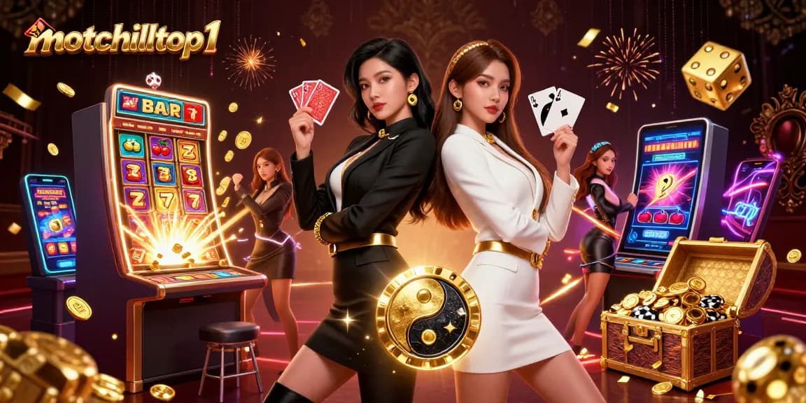 Experience exciting gameplay with motchilltop1's stunning casino illustration showcasing dynamic gambling action.
