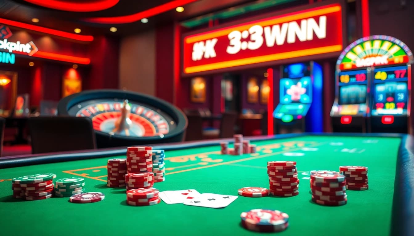 Experience the thrill of 33WIN at a vibrant casino table with exciting games and players.