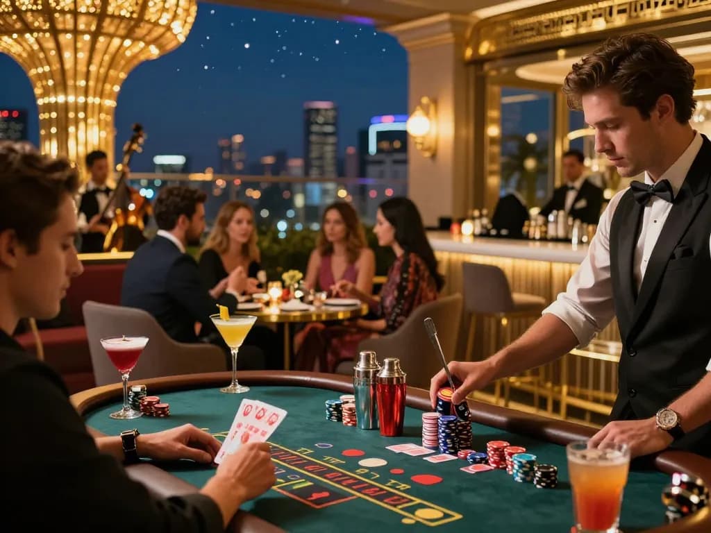 Strategically engaging in a game at 789 upscale casino bar, showcasing dynamic moments.