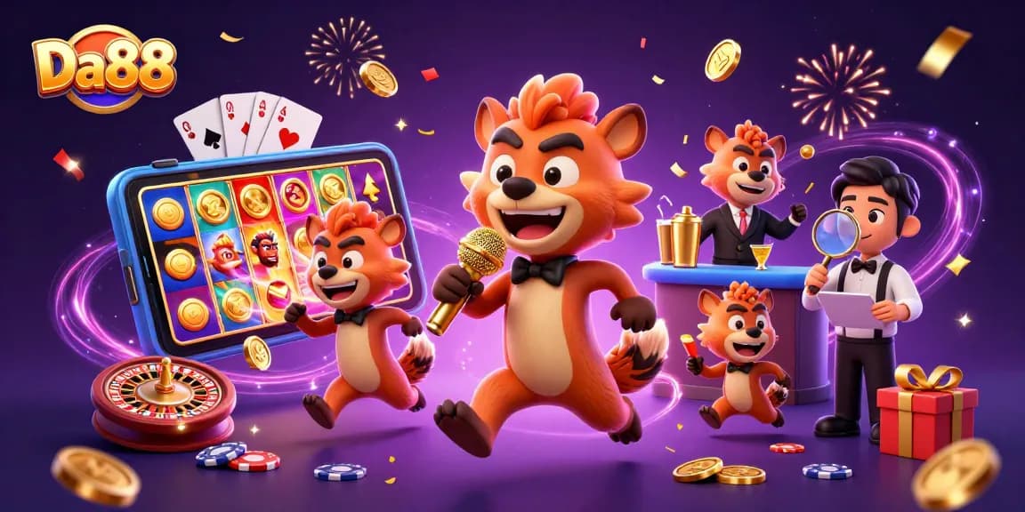 Experience the thrilling fun at Da88's comedy casino club, featuring vibrant characters and engaging games.