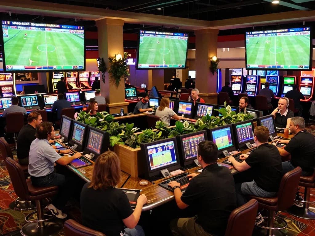 SOCOLIVE sports betting area with excited players placing bets during live football matches