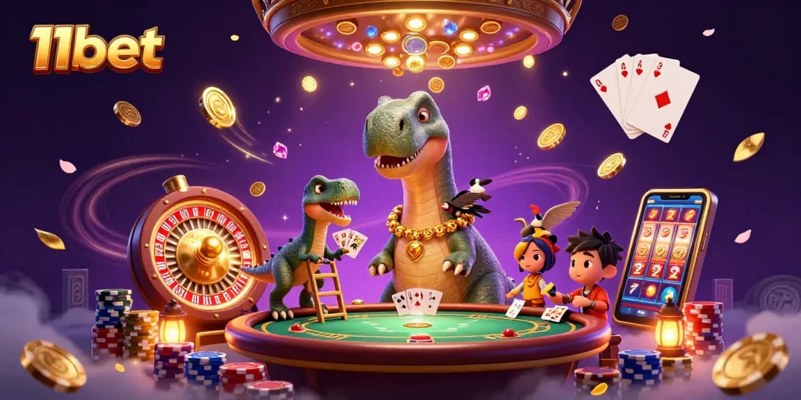 Experience thrilling moments of 11bet gaming with a towering brontosaurus and dynamic casino elements