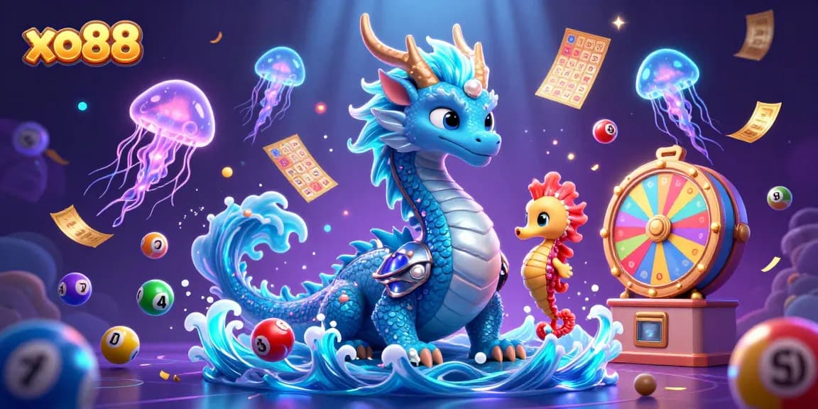 Engage with thrilling gaming at xo88 with animated characters and lottery elements showcasing fun.