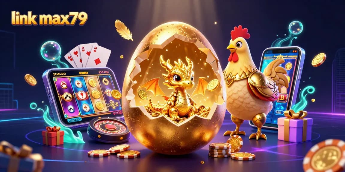 Experience thrilling gameplay with link max79 showcasing a golden dragon and vibrant casino elements.
