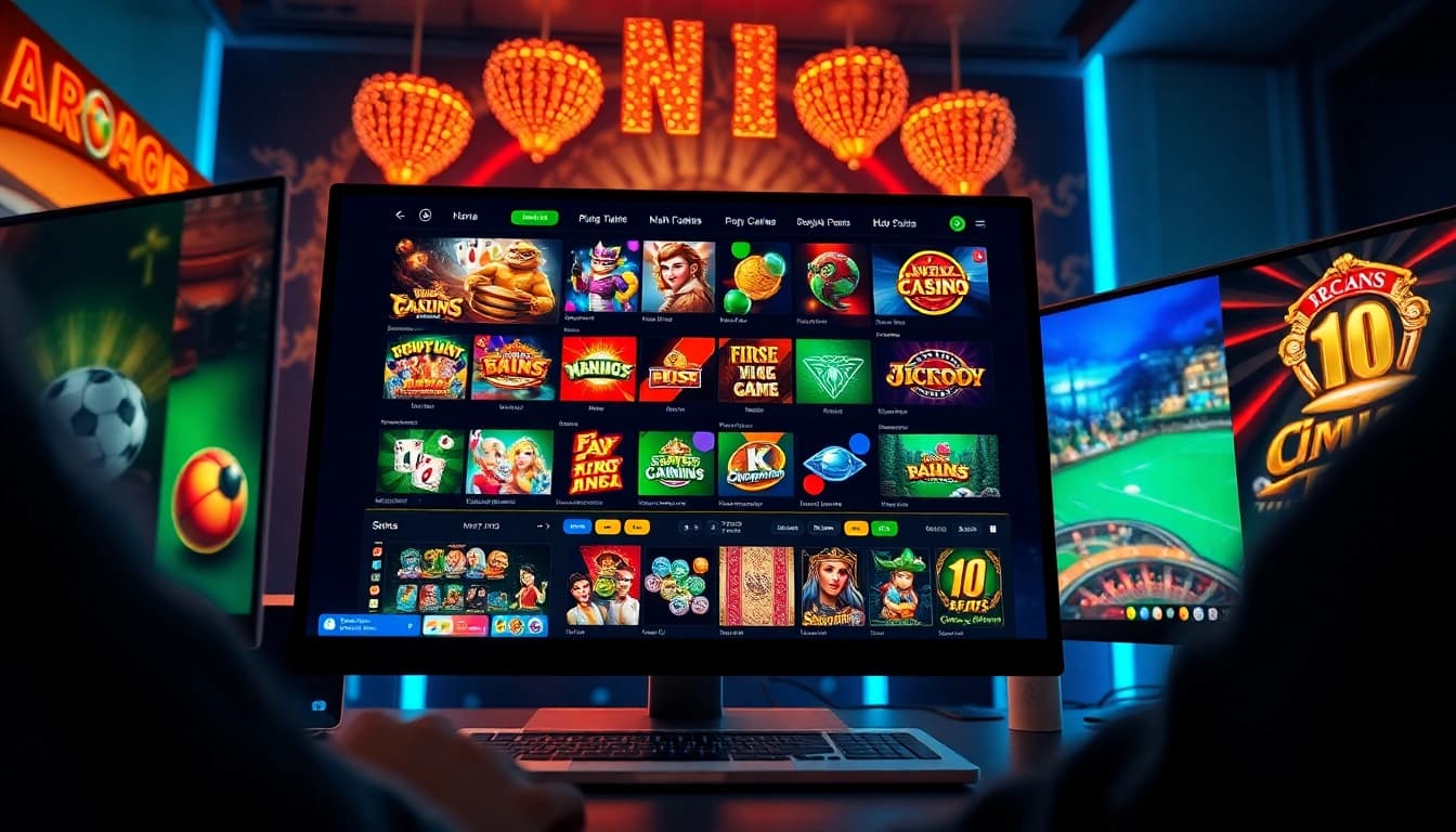 Exciting online gambling platform showcasing nhà cái go100, featuring vibrant casino games and sports betting interface.