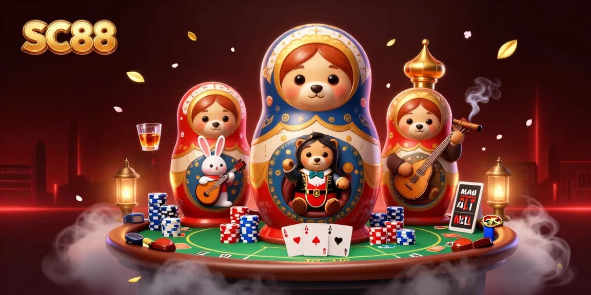 Engage with SC88 through vibrant 3D casino art showcasing unique characters and elements.
