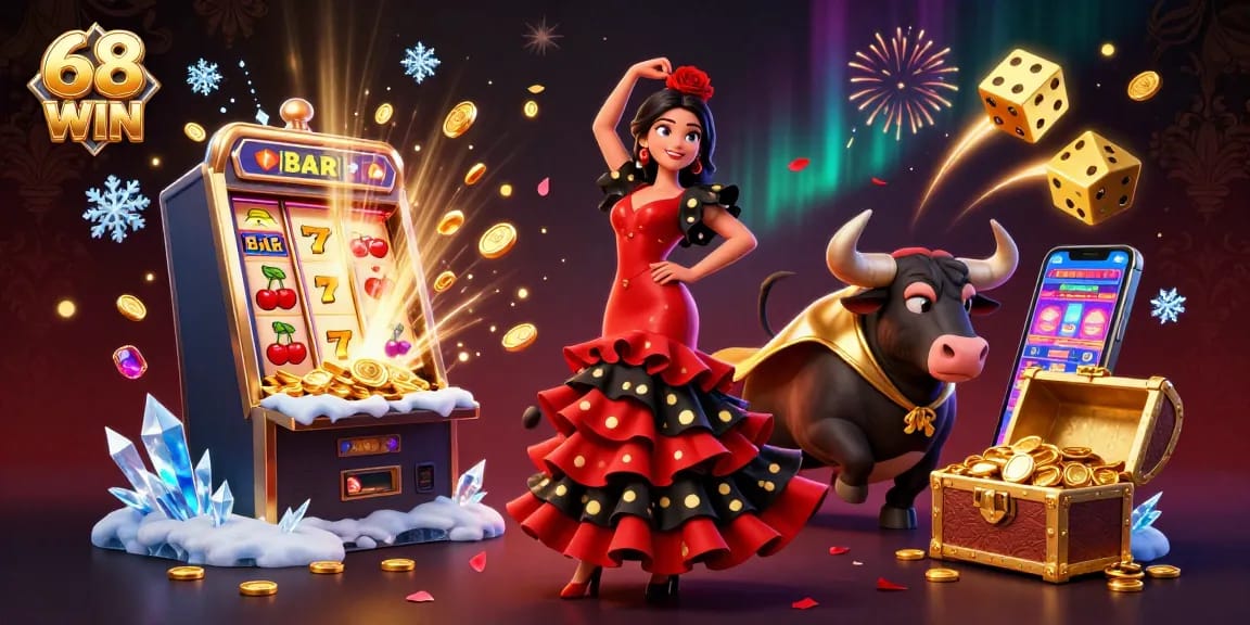 Experience the thrilling ambiance of 68 WIN with vibrant casino games and an exciting fiesta atmosphere.