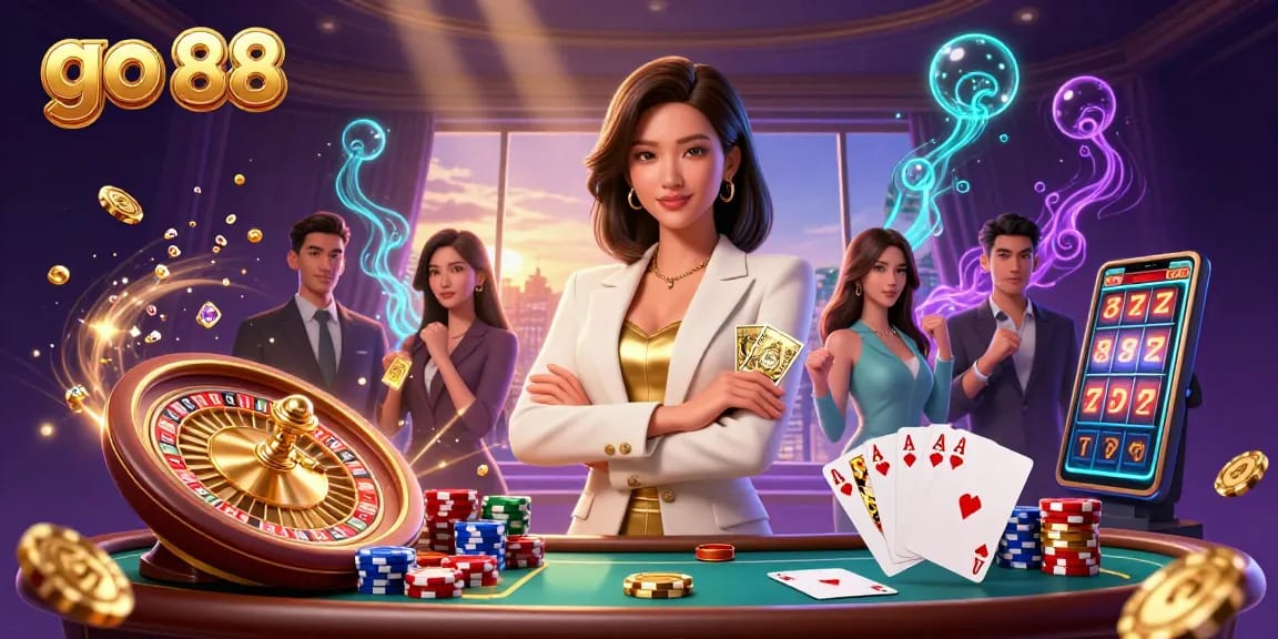 Experience winning with go 88 in this vibrant casino setting featuring stunning visuals.