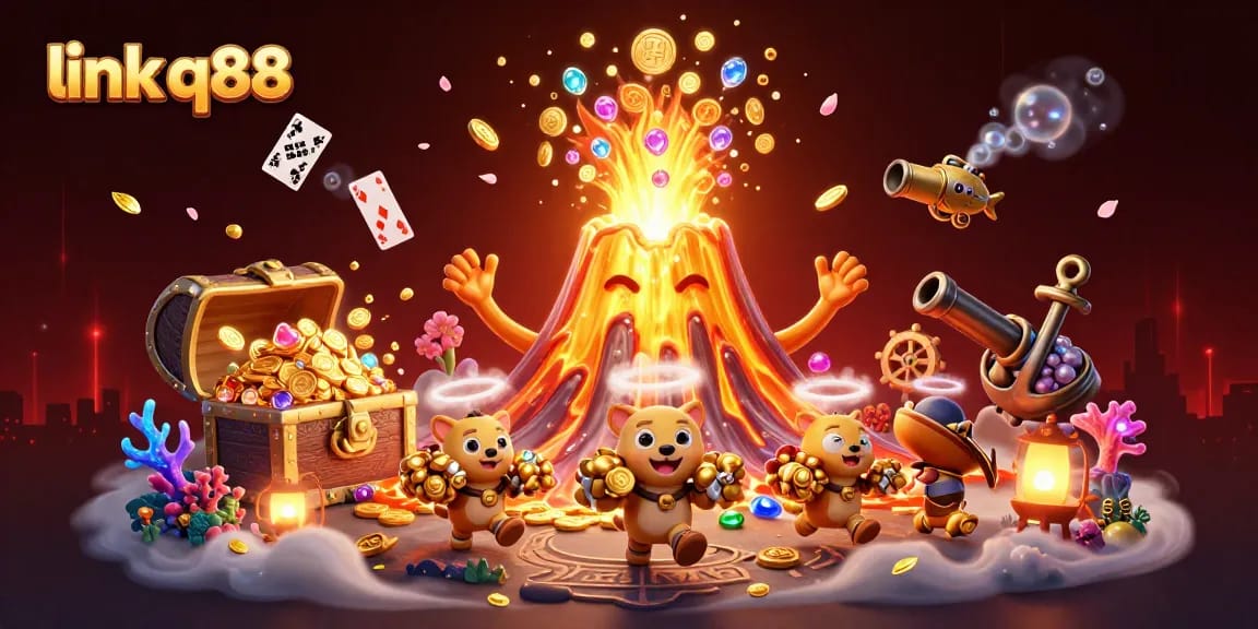 Win big at link q88 casino with our vibrant 3D illustration of treasure and excitement!